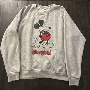NWT Disneyland Mickey Mouse Sweatshirt Grey Raglan Sleeve Pullover Size XL